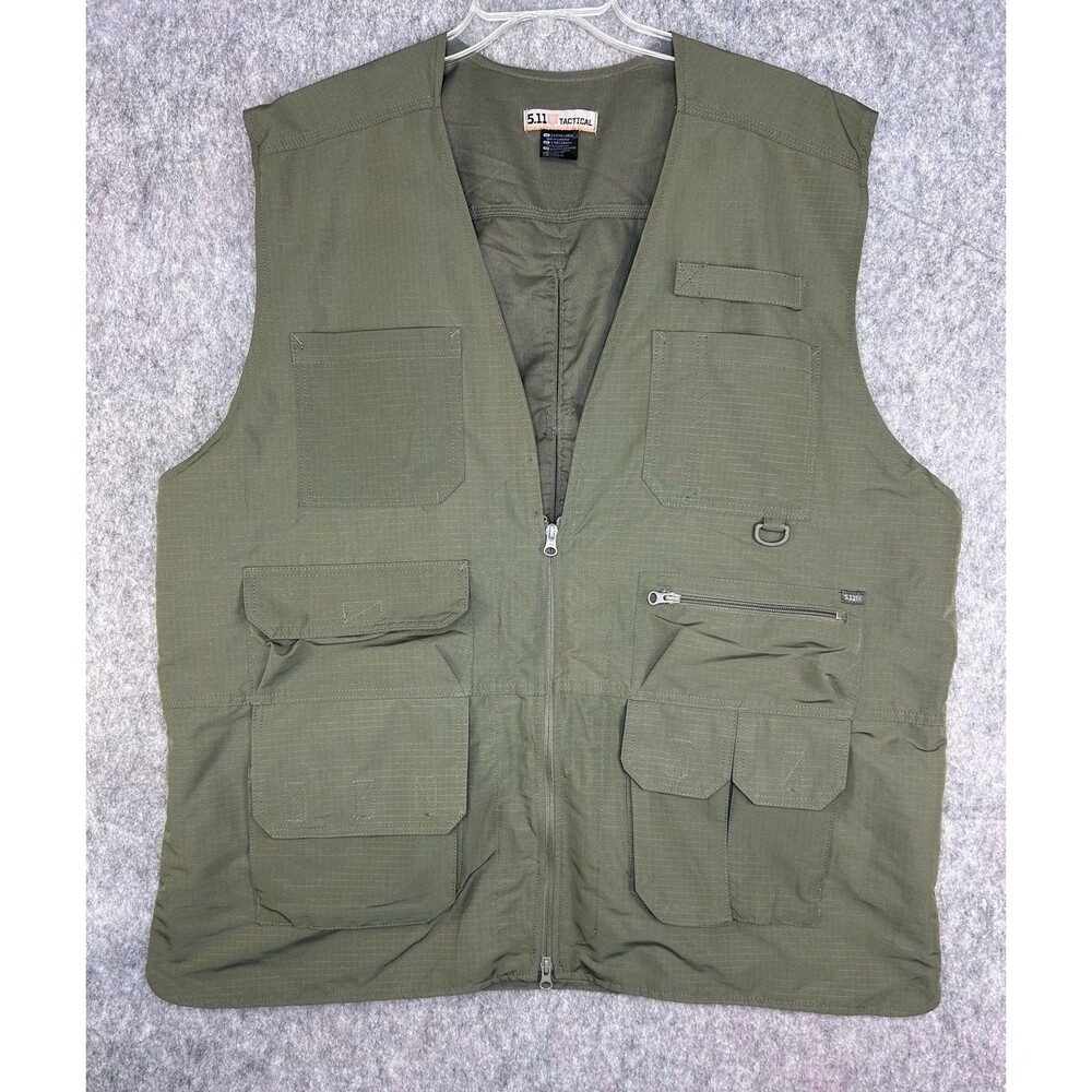 5.11 Tactical Full Zip Vest Men's 3X Green Multi Pockets Concealed Carry Ripstop